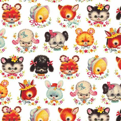 Chenille Crafts, Kitsch Art, Vintage Wrapping Paper, Vintage Kitsch, Vintage Greeting Cards, Animal Faces, Vintage Easter, Vintage Valentines, Vintage Artwork