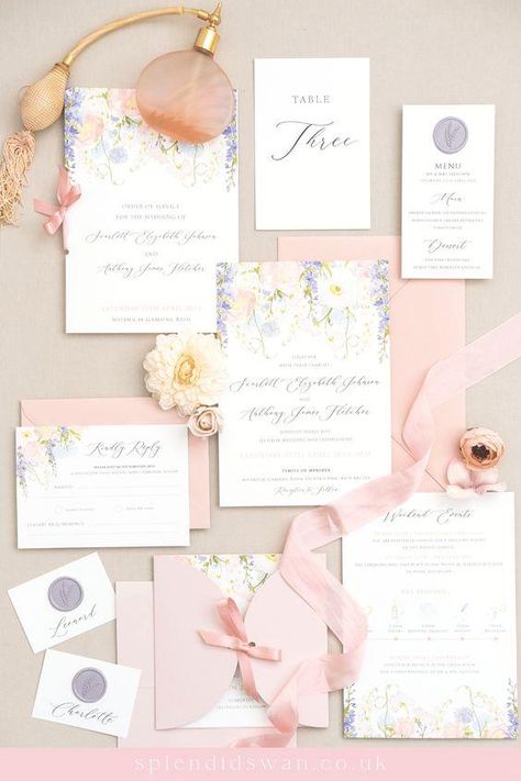 Pastel Invitation Wedding, Wedding Stationery Set, Spring Pastel Wedding Invitations, Pastel Wedding Invites, Wedding Invitations Pastel, Loz Wedding, Pastel Garden Wedding, Pastel Wedding Invitation, Pastel Wedding Stationery