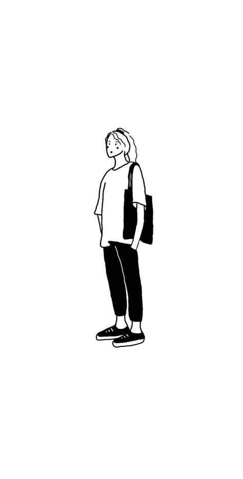 Korean Aesthetic Illustration, Gen Z Illustration, Genz Aesthetic, Ootd Illustration, Ootd Swag, Korea Aesthetic, Tshirt Drawing, Bag Illustration, Korean Aesthetic