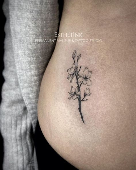 Magnolia Tattoo Studio Small Magnolia Tattoo, Magnolia Tattoo Simple, Magnolia Tree Tattoo, Blooming Tattoo, Magnolia Tattoos, Tiny Tattoo Placement, Tailgate Ideas, Flower Spine Tattoos, Magnolia Tattoo