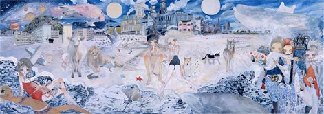 may all things dissolve in the ocean of bliss, 2014 Singapore Art Museum, Aya Takano, Singapore Art, Superflat, Painting Inspo, Manga Artist, China Art, Art Contest, Ethereal Art