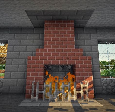 Minecraft chimney - google search result Fireplaces Minecraft, Fireplace Minecraft, Minecraft Fireplace, Minecraft Cool, Minecraft Furniture Ideas, Fireplace Inspiration, Minecraft Decoration, Minecraft World, Minecraft Things