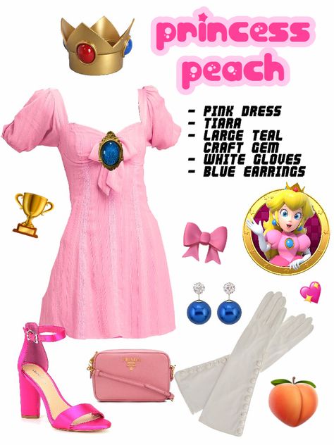 Diy Princess Peach Costume, Princesa Peach Cosplay, Princess Peach Costume Diy, Halloween Easy Diy, Princess Peach Halloween Costume, Princess Peach Halloween, Costume Mario, Easy Diy Costume, Mario Halloween Costumes