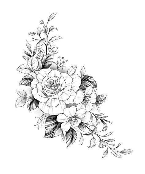 Floral Arm Tattoo, Vintage Flower Tattoo, Hip Tattoo Designs, Unique Tattoos For Women, Floral Tattoo Design, Mandala Tattoo Design, 수채화 그림, Hip Tattoo, Flower Tattoo Designs