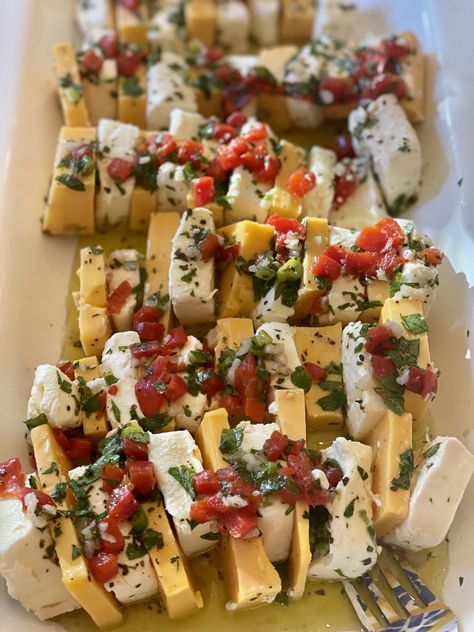 Easy Marinated Cheese Appetizer With Salami, Marinated Cheese Platter, Marinated Cheese Allrecipes, Marinated Cheese Appetizer Southern Living, Marinated Cheese And Olives, Marinated Cheese Peppers And Olives, Marinated Cheese Appetizer, Rv Snacks, Recipes Dips