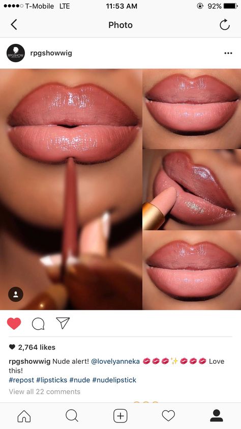 Ombre Lip Combos, Natural Lip Color For Dark Skin, Ombre Lips Tutorial, Tips For Black Women, Ombré Lips, Nude Lip Makeup, Make Up Diy, Glossy Lips Makeup, Lip Combos