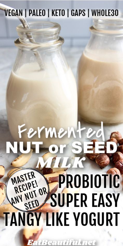 Fermented Beans, Paleo Smoothies, Nut Milk Recipe, Eat Beautiful, Probiotic Yogurt, Vegan Probiotics, Beautiful Recipes, Fermented Milk, Plant Milk