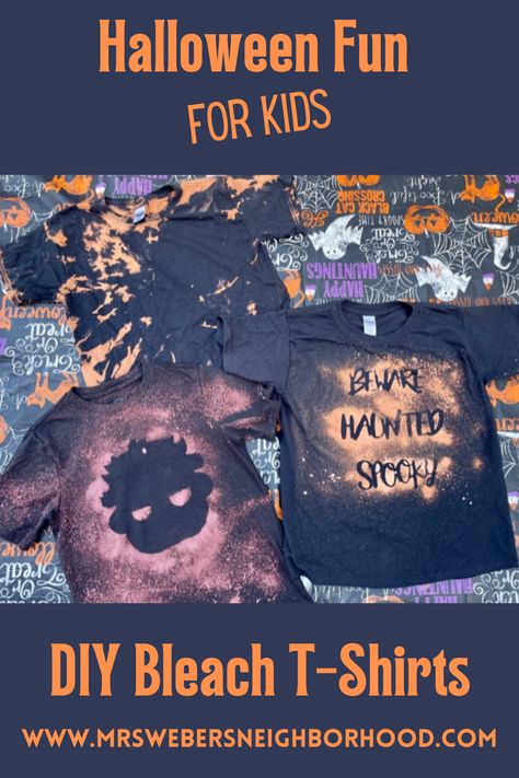 Halloween Bleach Shirt Ideas, Halloween Tshirt Diy, Halloween Fun For Kids, Diy Kids Shirts, Diy Bleach, Halloween Art Projects, Messy Kids, Kid Friendly Crafts, Zombie T Shirt