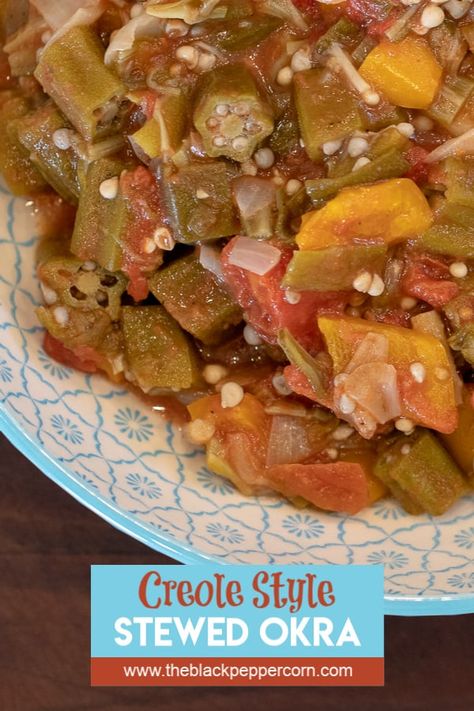 Stewed Tomatoes And Okra Recipe, Stewed Okra And Tomatoes, Okra And Tomato Recipe, Stewed Okra, Okra Stew, Okra And Tomatoes, Okra Recipes, Tomatoes Recipe, Cajun Cooking