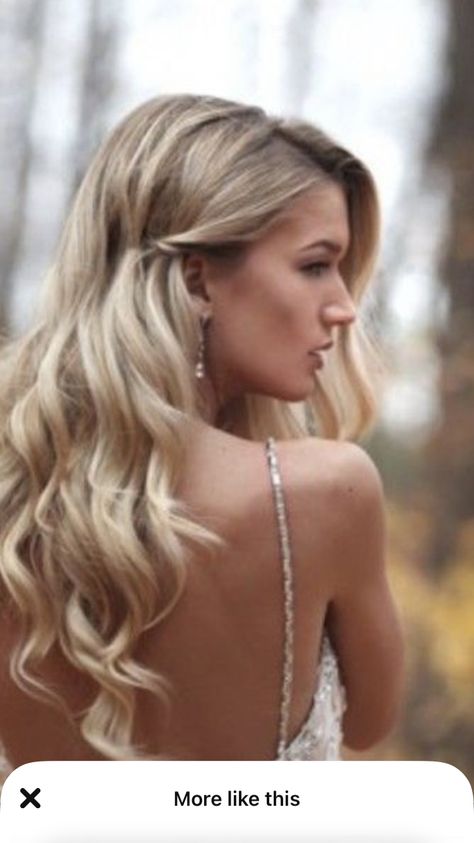 Bride Hair One Side Pinned Back, Bridesmaid Hair Up, Gold Blonde Hair, Bride Hair Down, Bride Hairstyles For Long Hair, Bridesmaid Hair Inspo, Bridal Hair Half Up, Bridal Party Hair, Simple Prom Hair