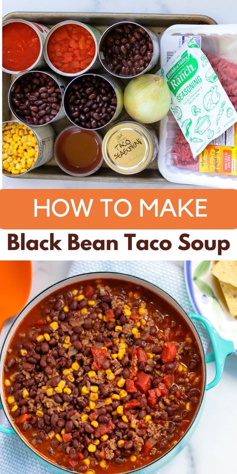 Need a quick, comforting meal? This Black Bean Taco Soup has you covered! Packed with black beans, vegetables, and spices, this soup brings together everything you love about tacos in one warm, filling bowl. Perfect for busy nights, it’s a no-fuss recipe that’s nutritious and delicious. Check out the blog for the full recipe and make this easy meal a go-to choice for family dinners! Taco Soup With Ranch, Bean Taco Soup, Taco Soup Ranch, Ranch Dressing Seasoning, Thermos Lunch, Black Bean Tacos, Bean Tacos, Food Rules, Taco Soup