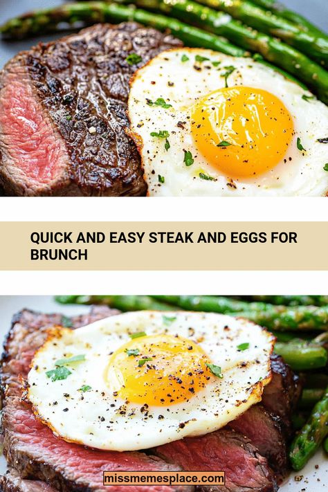 Eggs For Brunch, Perfect Fried Egg, Crispy Hashbrowns, Easy Steak, Egg Recipe, Juicy Steak, Steak And Eggs, Easy Brunch, Roasted Asparagus