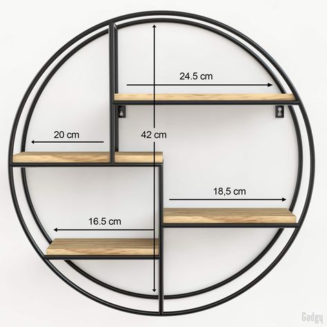 Circle Wall Shelf, Round Wall Shelves, Living Room Industrial, Iron Furniture Design, Steel Furniture Design, Metal Furniture Design, Beginner Woodworking Projects, Iron Furniture, Wood Working For Beginners