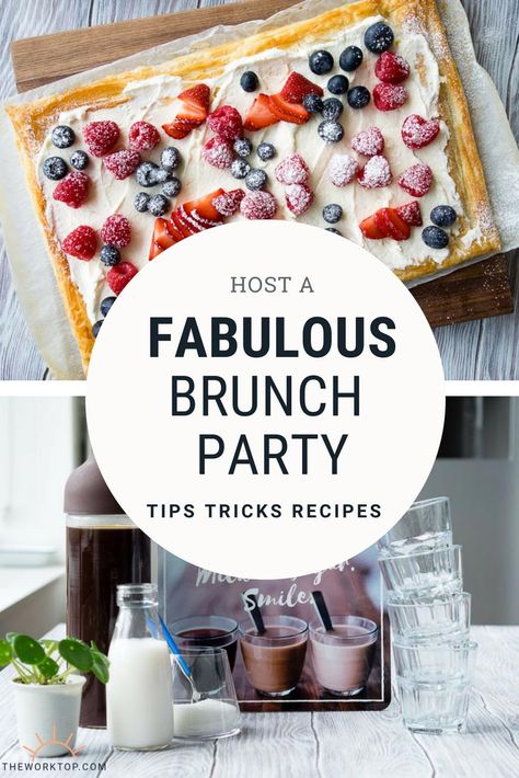 Want to host a fabulous brunch party and need some inspiration? Find brunch party ideas, including food and menu. Hosting brunch can be easy and effortless! Breakfast Party Menu, Brunch Party Ideas, Brunch Party Menu, Hosting A Brunch, Brunch Ideas For A Crowd, Brunch Party Recipes, Kids Brunch, Hosting Brunch, Ladies Brunch