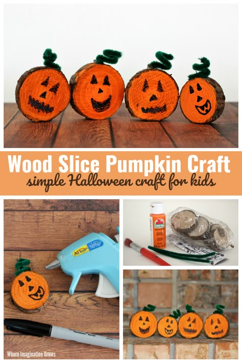 Wood Slice Halloween Crafts, Wood Slice Fall Crafts, Quick Fall Crafts For Kids, November Crafts For Teens, Fall Wood Slice Crafts, Nature Halloween Crafts, Halloween Nature Crafts, Fall Nature Activities, Wood Slice Pumpkins