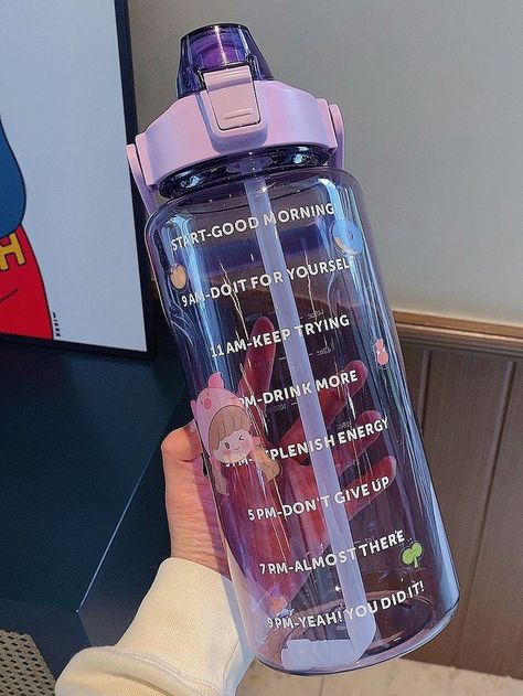 Purple Water Bottle Aesthetic, Cute School Water Bottles, Bottles For School, Motivational Bottle, School Water Bottles, Stylish Water Bottles, Trendy Water Bottles, Purple Bottle, School Bag Essentials