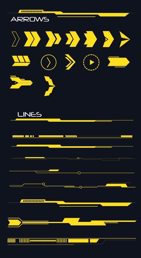 Tech Lines, Hud Design, Future Technology Concept, Photoshop Shapes, Photoshop Patterns, Cyberpunk Design, Gfx Design, Desain Buklet, Game Ui Design