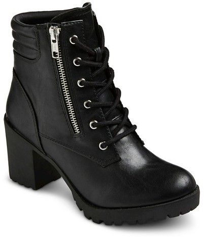 Mossimo Supply Co. Women's Mossimo Supply Co Easton Chunky Heel Combat Boots Boots Target, Heel Combat Boots, Heeled Combat Boots, Thick Heel Boots, Lace Up Heel Boots, Black Moto Boots, Boots Outfit Ankle, Chunky Heel Booties, Style Converse