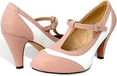 Chase & Chloe Lace-Up Vintage Cut-Out Women's Heeled Oxford 1950s Shoes, Retro Heels, Retro Pinup, Mid Heels Pumps, Oxford Heels, Mary Jane Pumps, Dress Shoes Womens, Mid Heel, T Strap