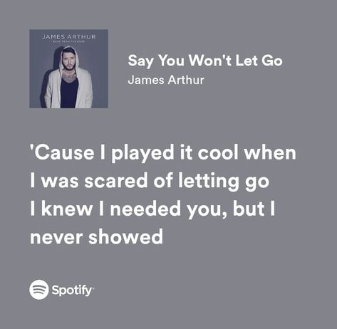 Let It Go Lyrics, Say You Wont Let Go, Spotify Lyrics, I Am Scared, I Need You, Let Go, Say You, Letting Go, I Know