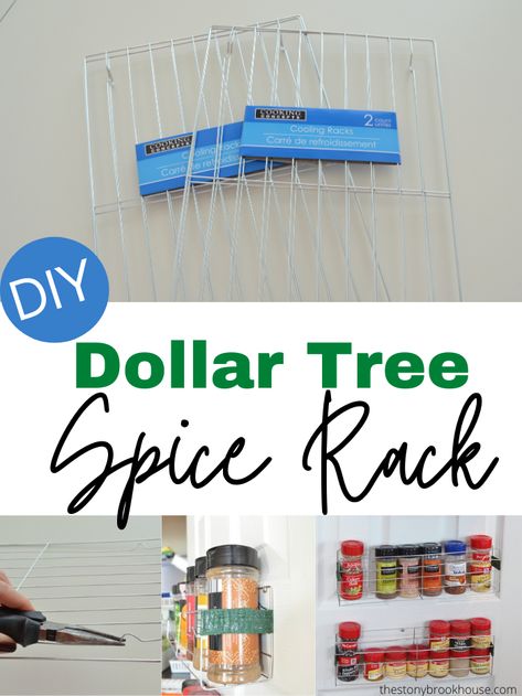 Spice Rack Dollar Tree, Diy Spice Storage, Spice Rack Hack, Dollar Tree Kitchen Organization, Spice Cabinet Organization, Dollar Tree Kitchen, Wall Spice Rack, Spice Rack Organization, Hanging Spice Rack