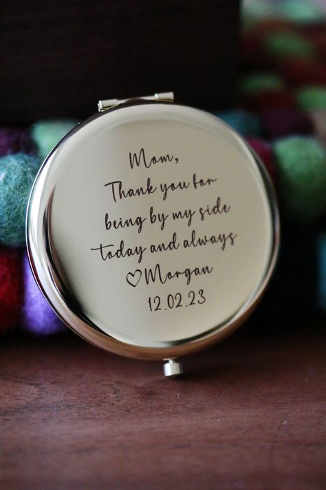 Mother Of Bride Gift From Daughter, Personalized Compact Mirror, Mirror Text, Gift For Mom From Daughter, Smoky Mountain Wedding, Compact Mirror Personalized, Mother Of The Groom Gifts, Mother Of The Bride Gift, Pocket Mirrors