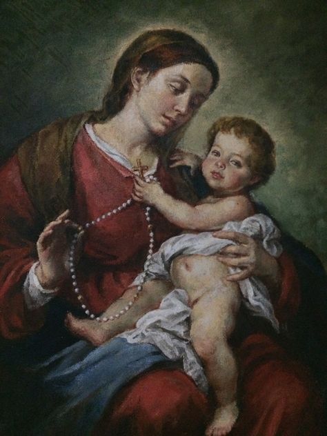 Our Lady of the Most Holy Rosary. Oil Paint. Our Lady Of The Holy Rosary, Rosary Painting, Our Lady Of Rosary, Saying The Rosary, Our Lady Of The Rosary, Lady Of The Rosary, Catholic Wallpaper, Images Of Mary, Mama Mary