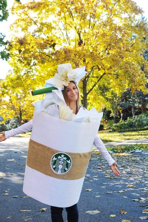 Coffee Costume Diy, Diy Cute Halloween Costumes, Milk Costume, Drink Costume, Diy Margarita, Starbucks Halloween Costume, Starbucks Costume, Horse Halloween, Cute Halloween Outfits