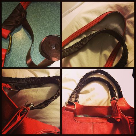 since I am too cheap to replace my purse, I found a way to save it by covering the straps with ribbon: http://www.micheleng.com/how-to-save-torn-bag-handles/ Diy Purse Strap Repair, Purse Restoration, Diy Purse Strap, Purse Repair, Handbag Repair, Diy Purse Organizer, Diy Leather Repair, Embellished Clothing, My Purse