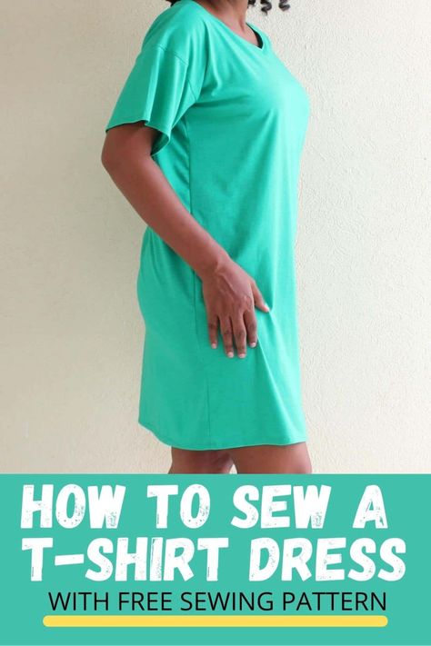 How To Sew A T-Shirt Dress With Free Sewing PatternLook great in this dress you can sew yourself! We show you How To Sew A T-Shirt Dress With Free Sewing Pattern! This is a super simple sewing tutorial perfect for beginners. The free pattern takes the guesswork out of sizing and sewing your dress. Our step-by-step tutorial with photos is easy to follow. Try this one let us know what you think. Easy DIY Dress. Sewing Projects. How To Sew A T-Shirt Dress With Free Sewing Pattern Sleep Shirt Pattern, Tshirt Dress Pattern, Tshirt Dress Diy, Sewing Tshirt, Simple Sewing Tutorial, Dress Sewing Patterns Free, T Shirt Sewing Pattern, Shirt Dress Pattern, Dresses By Pattern