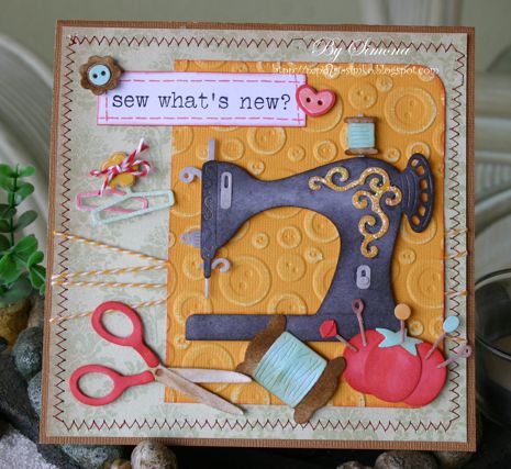 Simone Lupscha: Papiart for CottageBLOG: Sew what's new? - 5/16/14.  (Dies: Vintage Sewing Machine; Sewing Notions; Clothes Hanger Mini).  (Pin#1: Cottage Cutz.  Pin+: Sewing). File Decoration Ideas, Sewing Cards, Fabric Postcards, Peachy Keen, Vintage Sewing Machine, Marianne Design, Card Tags, Vintage Sewing Patterns, Cute Cards