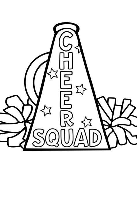 Cheerleading Coloring Pages Free Printable, Cheer Camp Crafts For Kids, Cheer Paintings Ideas, Cheer Drawings Easy, Cheer Doodles, Cheerleading Drawings, Cheer Crafts For Kids, Cheer Coloring Pages, Cheerleading Clipart