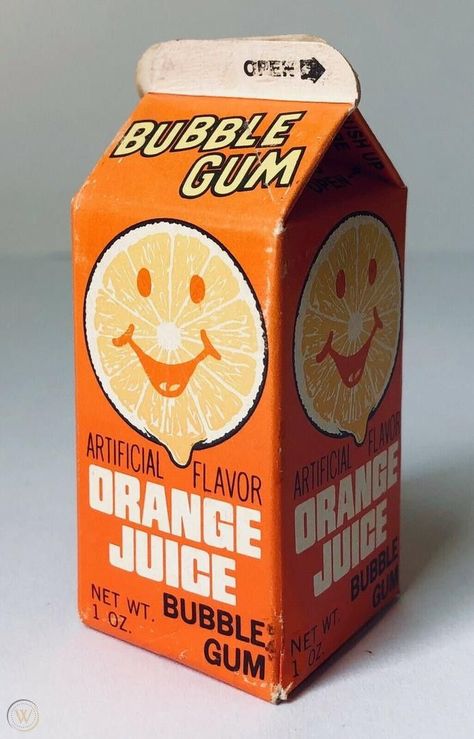 Juice Carton, Orange Drinks, Juice Packaging, Orange Juice, Bubble Gum, Drawing Reference, Packaging Design, Takeout Container, Gum