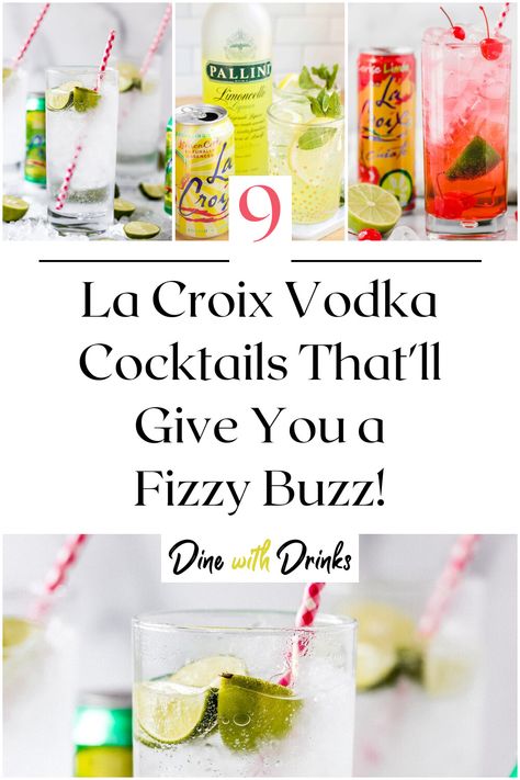 Collage of 4 la croix vodka cocktails. La Croix Cocktails Non Alcoholic, La Croix Drinks Non Alcoholic, La Croix Margarita, Easy Tito’s Cocktails, Tito’s Vodka Mixed Drinks, Vodka Lacroix Drinks, Lacroix Cocktails, La Croix Cocktails, Low Carb Alcoholic Drinks