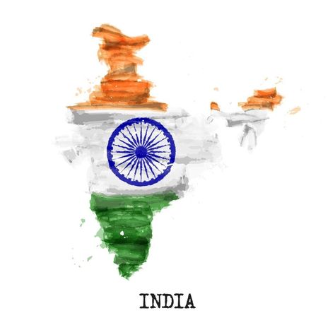 India flag watercolor painting design . Country map shape . Sports team and independence day concept 15 August 1947 . Vector . Flag Watercolor Painting, 15 August 1947, Flag Watercolor, Flag Drawing, Flag Painting, India Map, India Flag, 15 August, Country Maps