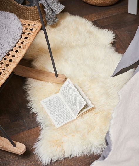 How to clean a sheepskin rug at home without damaging it | Real Homes Uni Bedroom, Brown Leather Ottoman, Sheila E, Ikea Bedroom, Wet Spot, Ikea Family, Cozy Feeling, Leather Ottoman, Sheepskin Rug