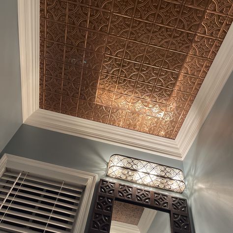 Copper Ceiling – Photo Contest Foil Ceiling Design, Copper Ceiling Bathroom, Copper Ceilings, Copper Ceiling Tiles, Copper Bedroom, Copper Ceiling, Copper Tiles, Decorative Ceiling Tile, Dream Interior