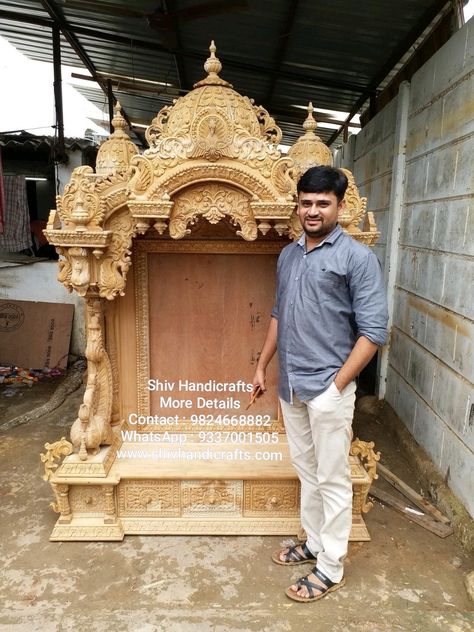 Wooden Temple For Home Modern, Cane Outdoor Furniture, Wooden Temple For Home, Temple Room, Wooden Temple, Mandir Design, Ancient Indian Architecture, Temple Decor, Temple Design For Home