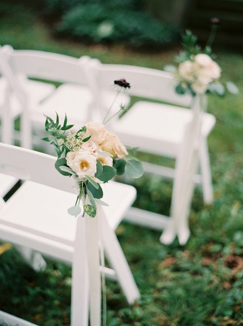 Isle Flowers, Front Porch Wedding, Aisle Florals, Porch Wedding, Groom's Attire, Wedding Pews, Reserved Seating, Ceremony Chairs, Aisle Flowers