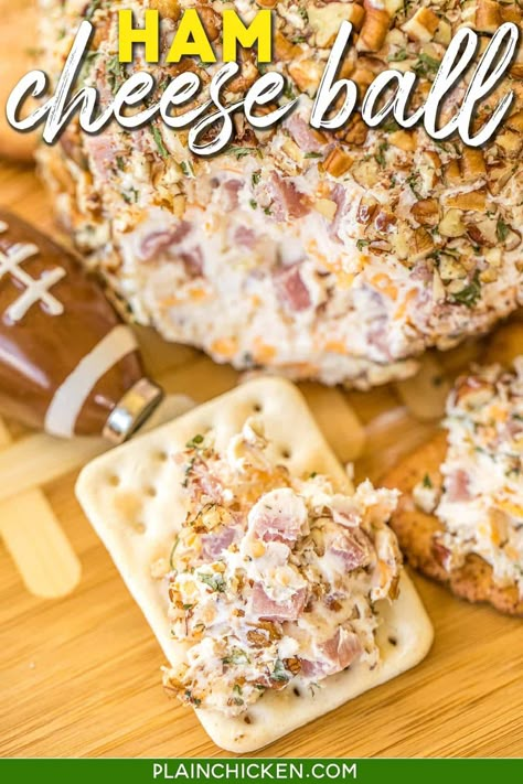 Ham Cheese Ball Recipes Easy, Ham And Cheese Ball, Ham Cheese Ball, Ham And Cheese Ball Recipe, Football Foods, Ham Balls, Cheese Ball Recipes Easy, Tailgating Food, Cream Cheese Ball