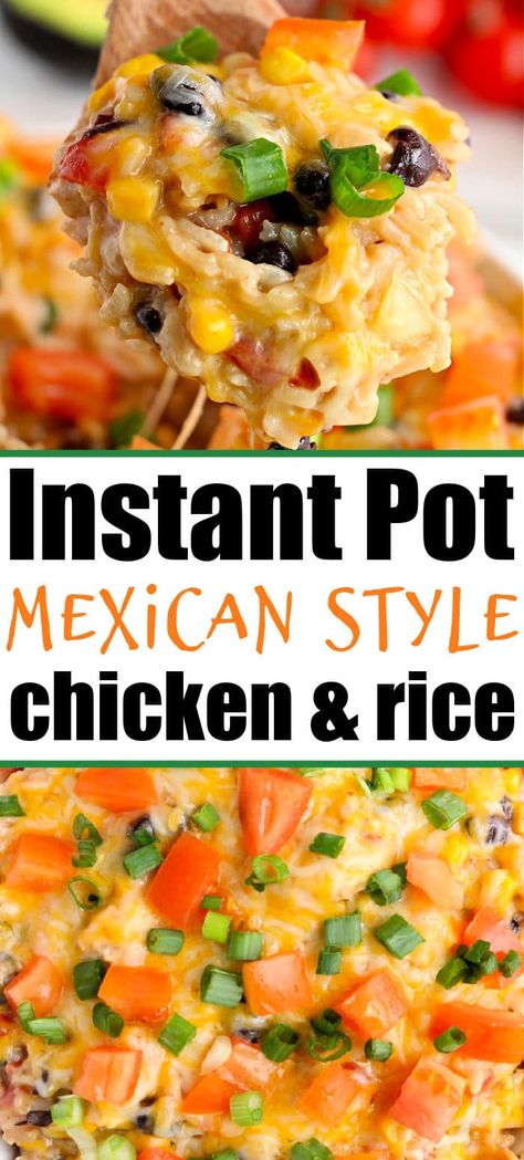 Instant Pot Mexican Chicken, Black Beans Rice, Instant Pot Mexican, Mexican Chicken And Rice, Chicken And Rice Recipe, Easy Pressure Cooker Recipes, Mexican Chicken Recipes, Rice Dinner, Pressure Cooker Chicken