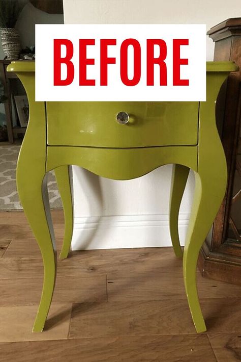 Check out this before and after goodwill furniture upcycle idea. Old side table makeover is a great way to decorate your bedroom or entryway on a budget. Paint Side Table Diy, Painting End Tables Ideas, Side Table Makeover Diy, Vintage Side Table Makeover, Funky Side Tables, Painted Side Table Ideas, Upcycled Side Table, Round Side Table Makeover, Goodwill Furniture