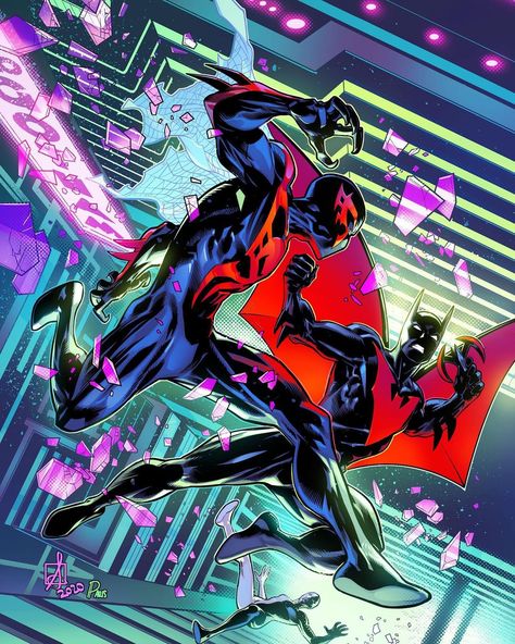 Superheroix on Instagram: “Spider-Man 2099 ⚔️ Batman Beyond? Who wins? . . . . Art by @seanizaakse and @parisalleyne . . . . . . #dc #dccomics #dcuniverse #dccomic…” Dc Comics Vs Marvel, Spiderman 2099, Spider Man 2099, Image Spiderman, Univers Dc, Batman Artwork, Spiderman Artwork, Spiderman Pictures, Arte Dc Comics