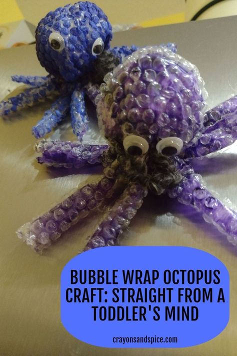 Picture of bubble wrap octopus craft Under The Sea Diy Crafts, Scuba Crafts Preschool, Bubble Wrap Octopus, Recycled Ocean Animal Crafts, Under The Sea Recycled Crafts, Sea Creature Decor, Octopus Diy Craft, Recycled Sea Creatures, Octopus Projects For Kids