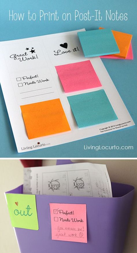 How to Print on Post-It Notes with Cute Free Printables for School Homework. LivingLocurto.com Printables For School, Student Feedback, School Secretary, School Homework, Behavior Chart, Classroom Organisation, Printable Notes, Teacher Organization, Future Classroom