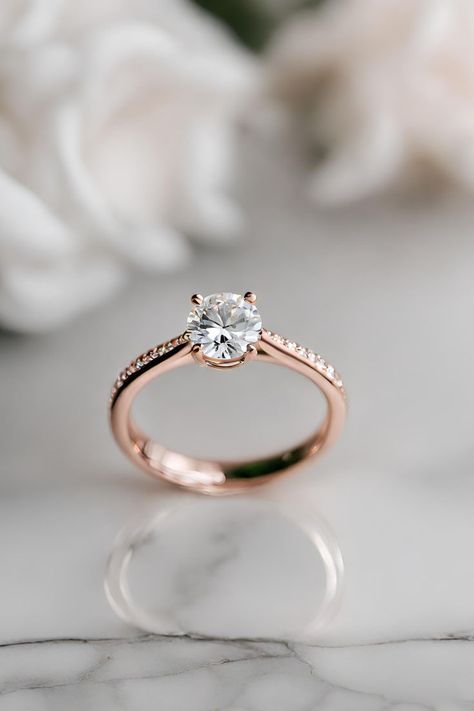 Engagement Rings Rose Gold Band, Simple Elegant Wedding Ring, Rings Engagement Simple, Simple Elegant Engagement Rings, Engagement Rings Without Diamonds, Simple Wedding Rings Engagement, Engaged Rings, Simple Solitaire Engagement Ring, Engagement Rings Simple Round