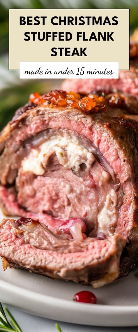 Image for Best Christmas Stuffed Flank Steak Stuffed Flank Steak Recipes Oven, Beef Christmas Dinner Ideas, Flank Steak Recipes Oven, Stuffed Flank Steak, Flank Steak Recipes, Best Christmas Recipes, Cranberry Cheese, Festive Dinner, Seared Steak