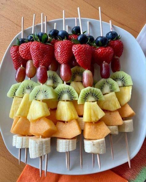 The World Of Flavors | Fruit | Facebook Fruit On A Stick Ideas, Halloween Fruit Kabobs, Fruit On A Stick, Skewer Fruit, Fruit Cabob, Fruit Kabobs For Party, Short Fruit Skewers, Fruit And Cheese Skewers Appetizer Ideas, Cute Fruit Kabob Ideas