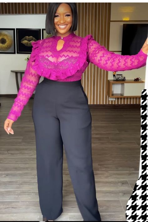 Magenta Work Outfit, Stylish Business Outfits, Fashionable Work Outfit, 2piece Outfits, Ladies Blouse Designs, Mode Kimono, African Dresses For Kids, Work Dresses For Women, Bodycon Dress With Sleeves