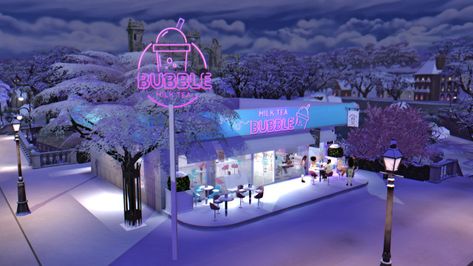 Sims 4 Boba Shop, Bubble Boba, Place To Study, Sims Finds, Bubble Tea Shop, Tea Lounge, Boba Milk Tea, Boba Milk, Boba Tea